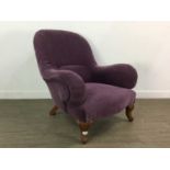 VICTORIAN UPHOLSTERED ARMCHAIR LATE 19TH CENTURY