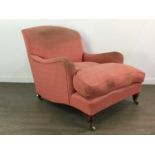 HOWARD AND SONS, EDWARDIAN MAHOGANY ‘IVOR’ EASY ARMCHAIR EARLY 20TH CENTURY