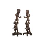 PAIR OF BRONZE CANDLESTICKS, 20TH CENTURY