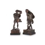 LARGE PAIR OF SPELTER FIGURES OF WARRIORS, LATE 19TH / EARLY 20TH CENTURY