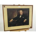 WINSTON CHURCHILL, A PORTRAIT PRINT, PUBLISHED 1943,