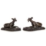 TWO BRONZE MODELS OF HOUNDS, 20TH CENTURY