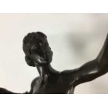 BRONZED SPELTER SCULPTURE OF A FEMALE WITH BOW, 20TH CENTURY, OF ART DECO DESIGN