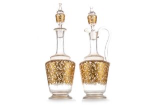 TWO VICTORIAN GLASS DECANTERS WITH STOPPERS, LATE 19TH CENTURY