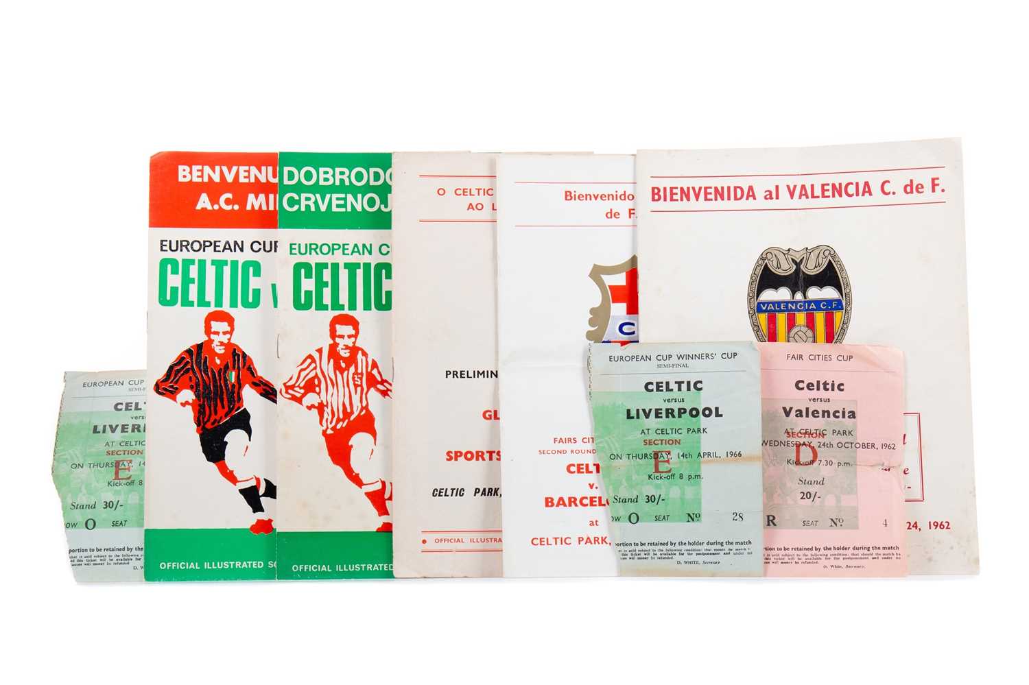 CELTIC F.C. IN EUROPE - FIVE PROGRAMMES AND THREE TICKETS