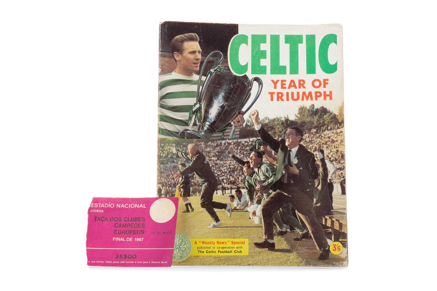 LISBON LIONS INTEREST - 1967 EUROPEAN CUP FINAL TICKET, PUBLICATION AND PICTURE