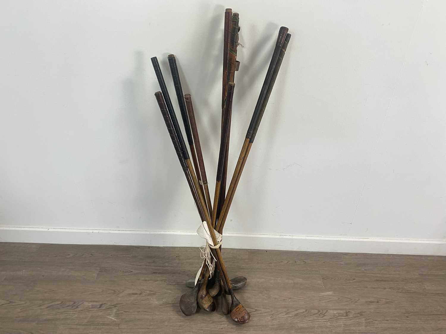 COLLECTION OF TEN HICKORY SHAFTED GOLF CLUBS LATE 19TH/EARLY 20TH CENTURY