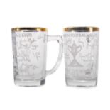 ST. MIRREN F.C., TWO SCOTTISH CUP WINNERS COMMEMORATIVE GLASS TANKARDS 1959