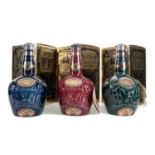 CHIVAS ROYAL SALUTE 21 YEAR OLD RUBY, EMERALD AND SAPPHIRE DECANTERS (3 X 75CL) BLENDED WHISKY