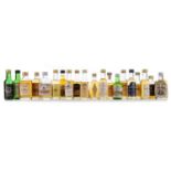 20 ASSORTED SINGLE MALT WHISKY MINIATURES INCLUDING OBAN 12 YEAR OLD JOHN HOPKINS