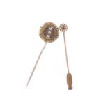 TWO STICK PINS AND A BAR BROOCH