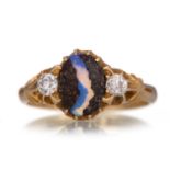 UNUSUAL OPAL AND DIAMOND RING ALONG WITH A BAR BROOCH