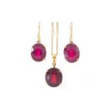 RUBY PENDANT AND EARRING SET