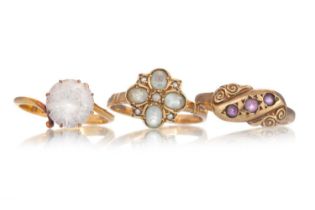 THREE GEM SET RINGS,