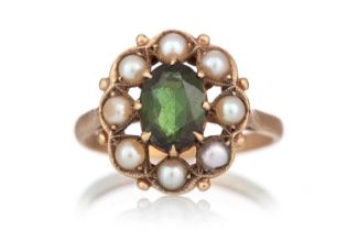 TOURMALINE AND PEARL RING,