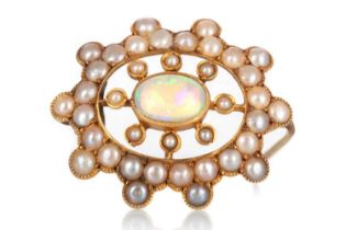 OPAL AND SEED PEARL BROOCH,