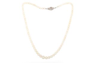 CULTURED PEARL NECKLACE ALONG WITH A PAIR OF EARRINGS,