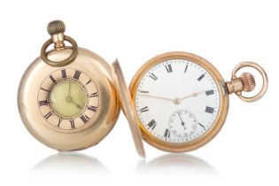 TWO GOLD PLATED POCKET WATCHES,