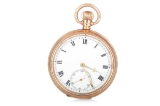 NINE CARAT GOLD OPEN FACE POCKET WATCH,