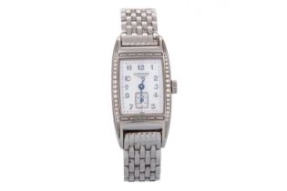 LONGINES, BELLEARTI STAINLESS STEEL DIAMOND SET QUARTZ WRIST WATCH,