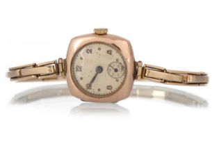 NINE CARAT GOLD CASED WRIST WATCH,