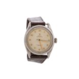 A GENTLEMAN'S ROLEX OYSTER PERPETUAL STAINLESS STEEL AUTOMATIC WRIST WATCH