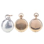TWO ROLLED GOLD POCKET WATCHES AND A SILVER POCKET WATCH