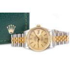 A GENTLEMAN'S ROLEX OYSTER PERPETUAL DATEJUST STAINLESS STEEL AUTOMATIC WRIST WATCH