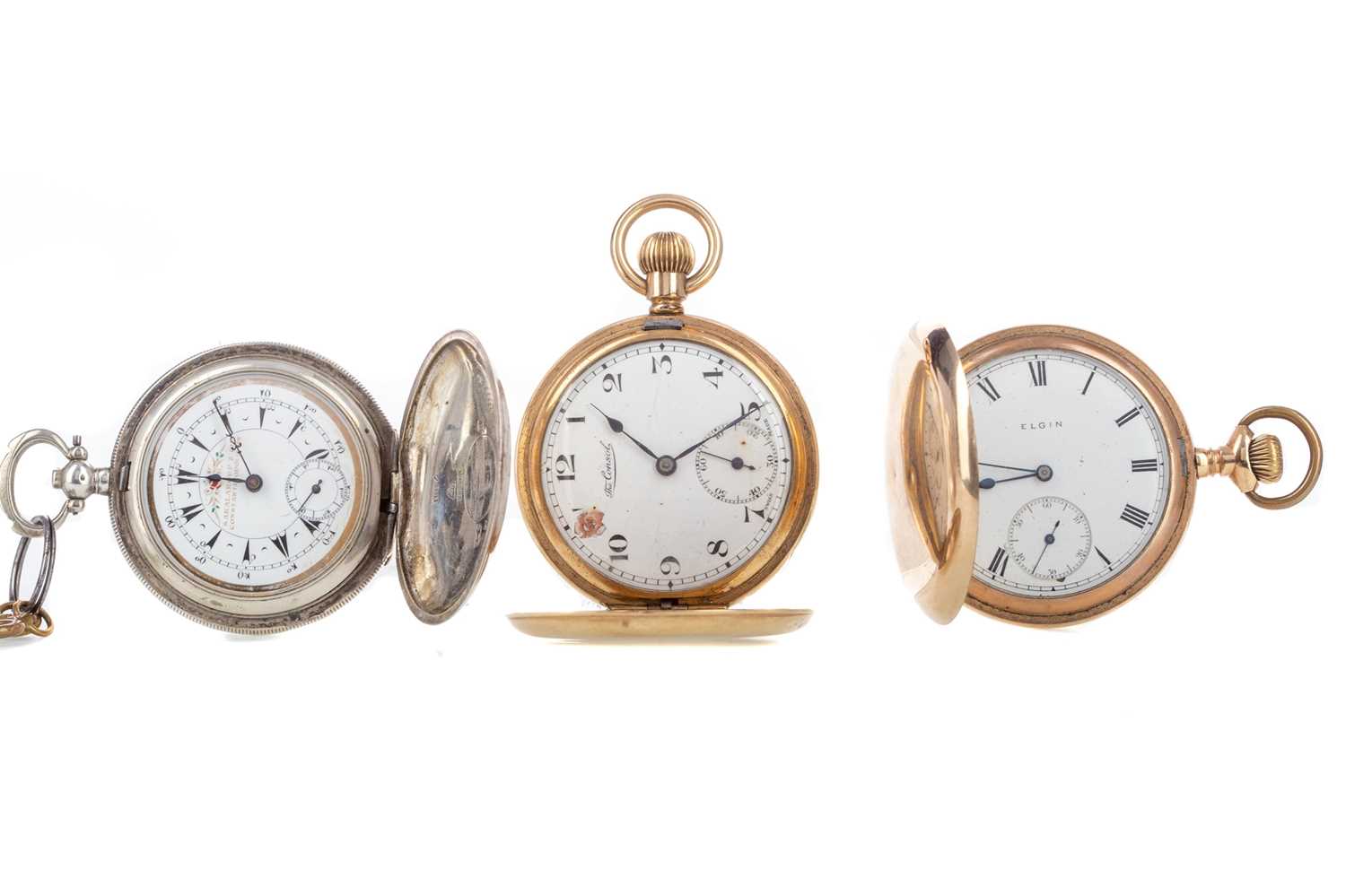 TWO ROLLED GOLD POCKET WATCHES AND A SILVER POCKET WATCH - Bild 2 aus 2