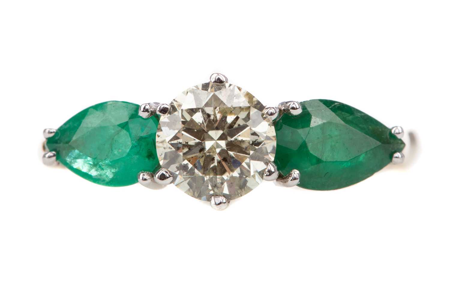 A CERTIFICATED EMERALD AND DIAMOND RING