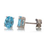 PAIR OF SWISS BLUE TOPAZ STUD EARRINGS