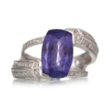 TANZANITE AND DIAMOND RING