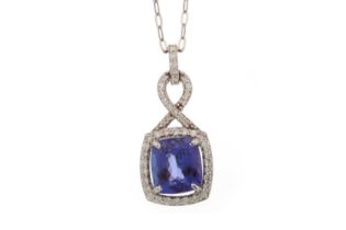 TANZANITE AND DIAMOND PENDANT