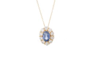 SAPPHIRE AND DIAMOND PENDANT,