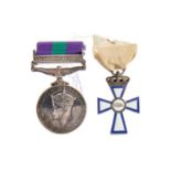 A GEORGE VI SERVICE MEDAL AND A GREEK CROSS OF VALOUR