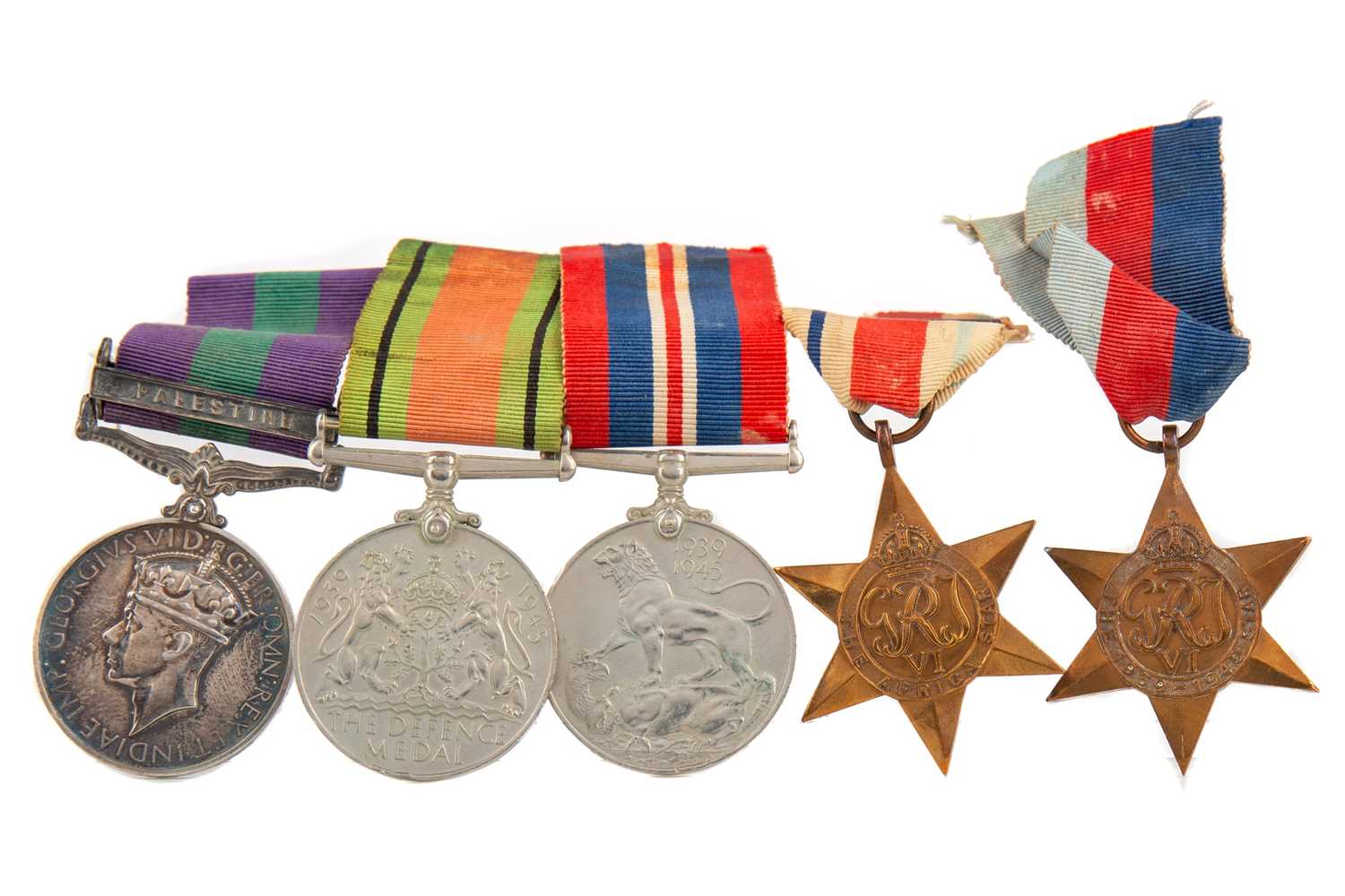 A GEORGE VI GENERAL SERVICE MEDAL, ST. JOHN'S AMBULANCE MEDAL AND WWII GROUP OF FIVE