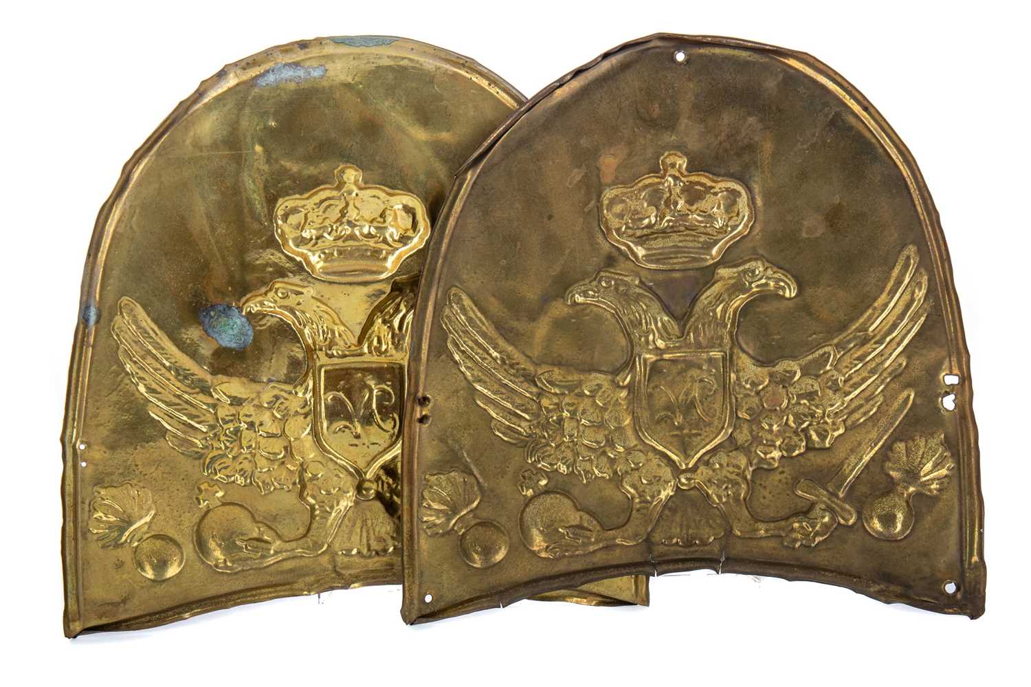 TWO RUSSIAN CRIMEA PERIOD GRENADIER BRASS HELMET PLATES - Image 2 of 2