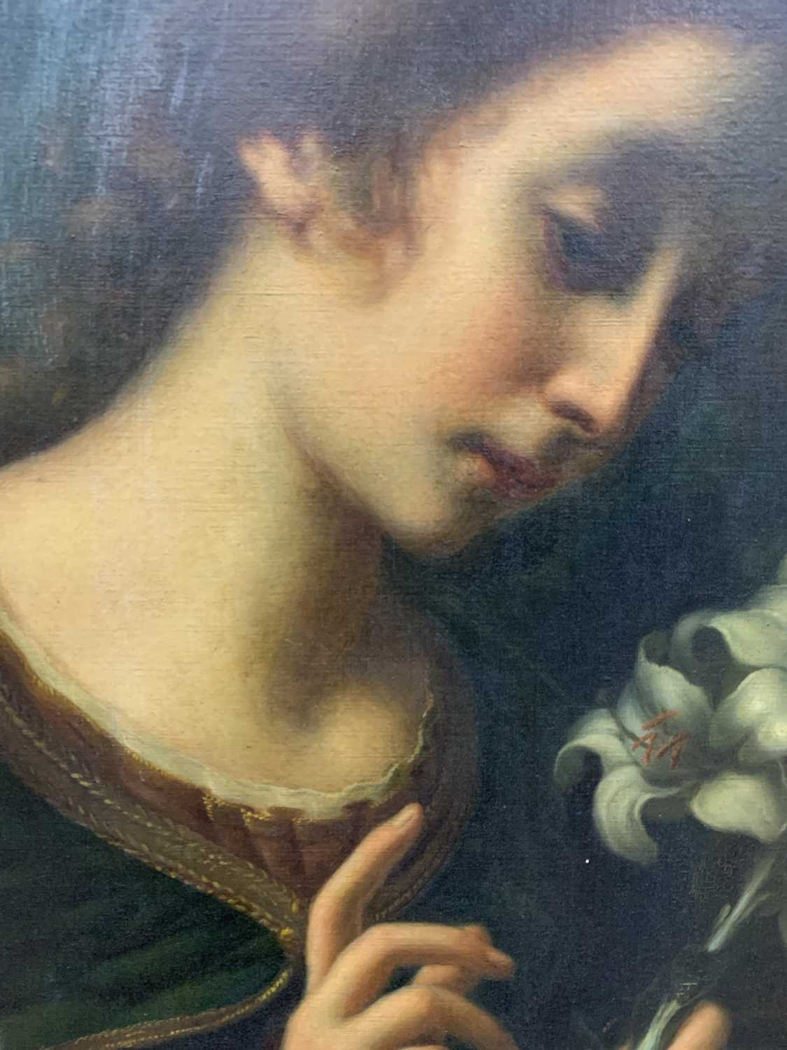 ANGEL WITH A FLOWER, A 19TH CENTURY ITALIAN OIL - Image 7 of 13