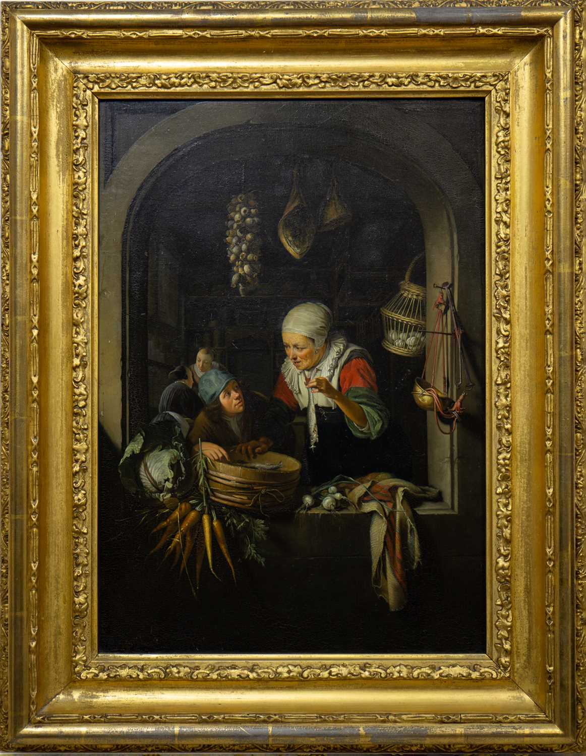 THE HERRING SELLER & THE BOY, AN OIL AFTER GERRIT DOU