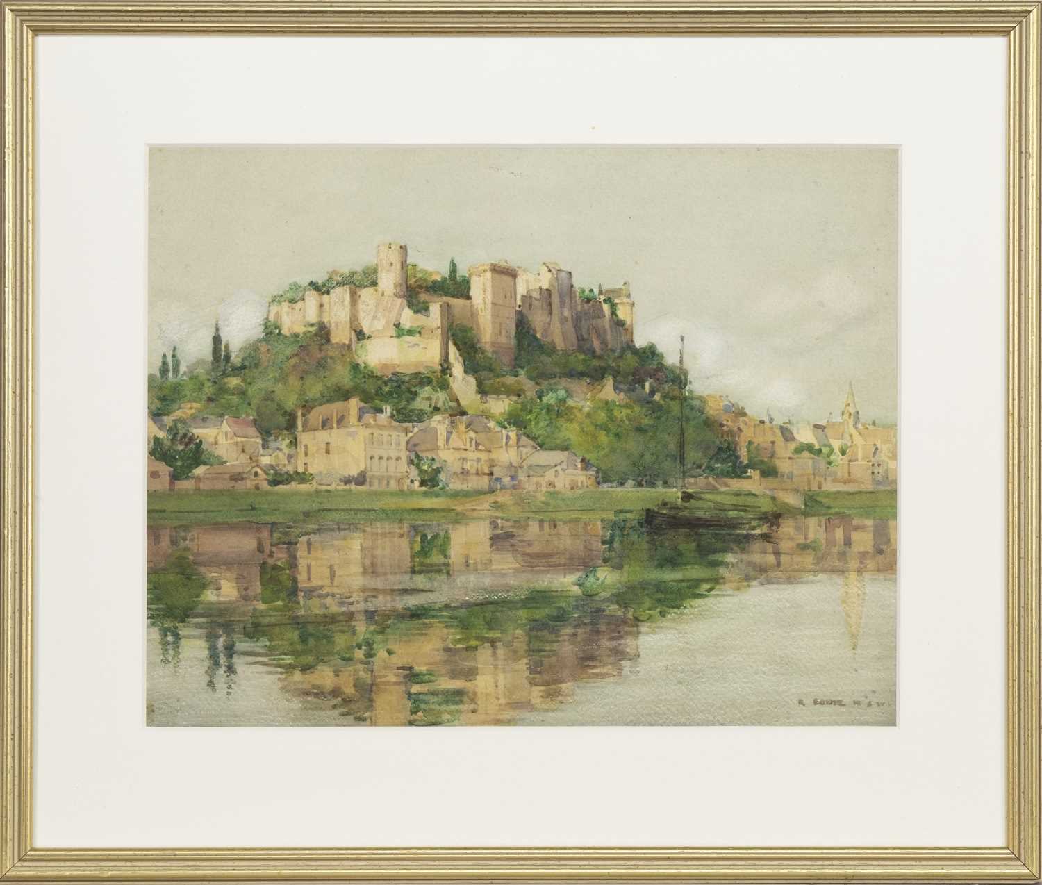 CHATEAU DE CHINON, FRANCE, A WATERCOLOUR BY ROBERT EADIE