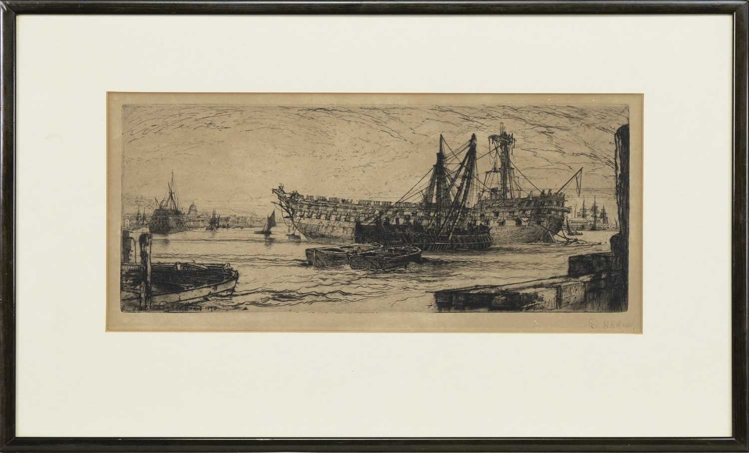 BREAKING UP THE AGAMEMNON, AN ETCHING BY SIR FRANCIS SEYMOUR HADEN