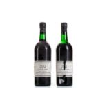 2 BOTTLES OF HEDGES & BUTLER DOW 1963 VINTAGE PORT