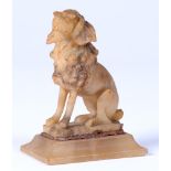 An Italian alabaster sculpture of a dog, 19th c, 12cm h The collection of C. W. Briggs (1906-