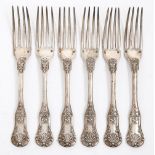 A set of six French silver table forks, King's shape, by Theophile-Desire Pinchon, Paris, premier