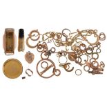 A gold wristwatch case, ring and other articles, approximately 20g The collection of C. W. Briggs (