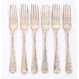 A set of six Victorian silver dessert forks, Old English pattern, crested, by H J Lias & Son, London