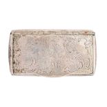 An Austro Hungarian silver snuff box, the lid engraved with man and dog, 85mm l, maker's mark