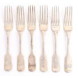 A set of six Victorian silver dessert forks, Fiddle pattern, by Samuel Hayne & Dudley Cater,