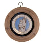 Northern European School, early 19th c - Miniature of a Woman and Child, en grisaille, ivory, 45mm