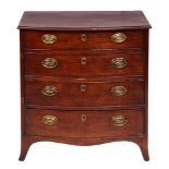 A bow fronted mahogany chest of drawers, 19th c, 76cm h; 50 x 69cm The collection of C. W. Briggs (